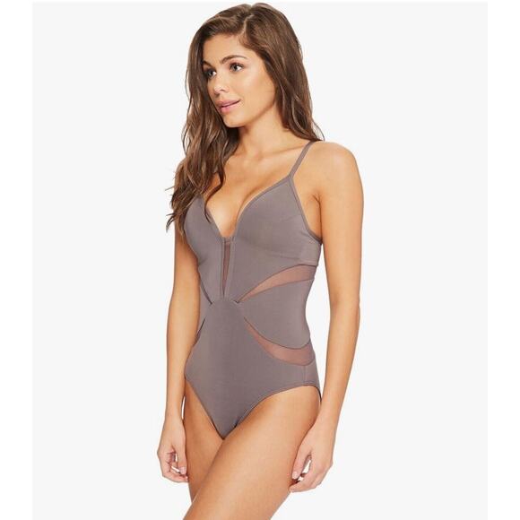 Jets by Jessika Allen Women's Aspire Plunge Cut Out One-Piece Slate 12 Swimsuit - Picture 4 of 10